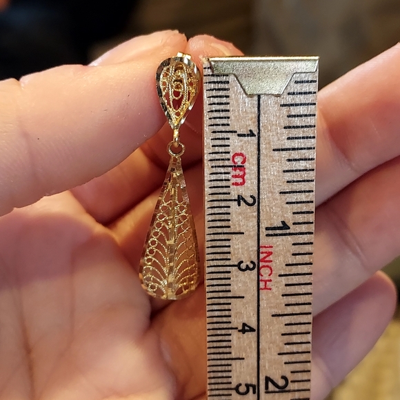 ✨️Stunning✨️ 14k Gold Vintage Filigree Teardrop Earrings - Picture 3 of 4